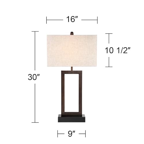 Todd 30" Large Table Lamps Set of 2 USB Port Outlet Bronze Base