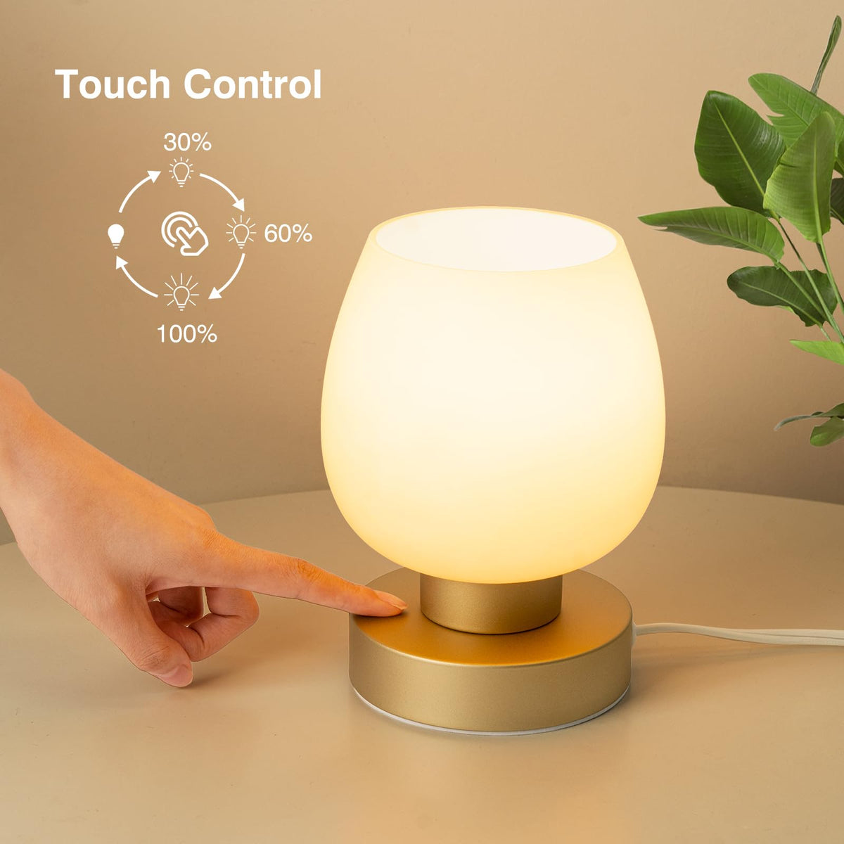 Touch Bedside Table Lamp Set of 2 (desert titanium (No USB) / 2-Pack)