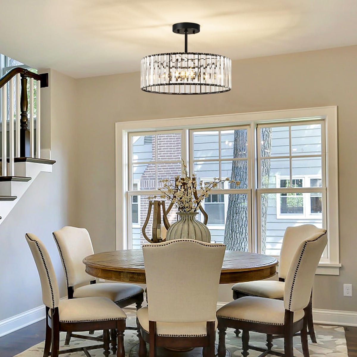 Crystal Black Ceiling Light (Black / 15.7 Inch)
