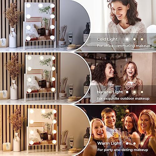 Vanity Mirror with Lights (White-9 Bulbs)