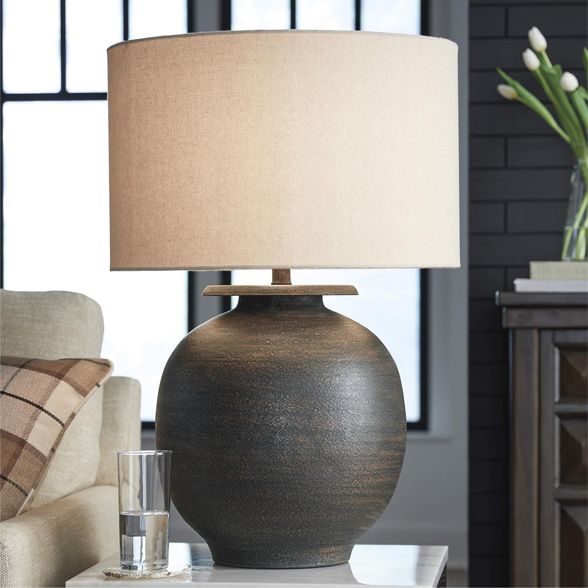 Carlenbury Retro Metal Table Lamp (Antique Brown / Table Lamp)