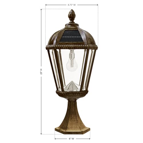Outdoor Solar Post Light with Pier Base (Single Lamp Only - Pier Mount / Weathered Bronze)