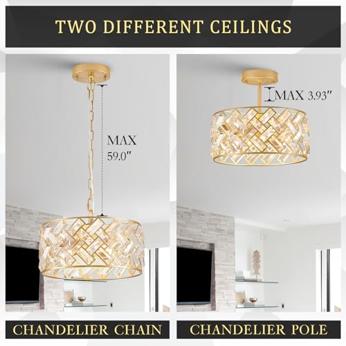 12" Gold Crystal Chandelier (Small Gold)
