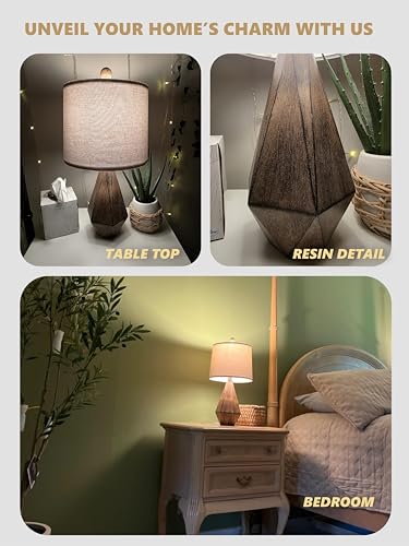 20.25" Retro Farmhouse Table Lamp Set of 2 (Small - Dark Wood Resin)