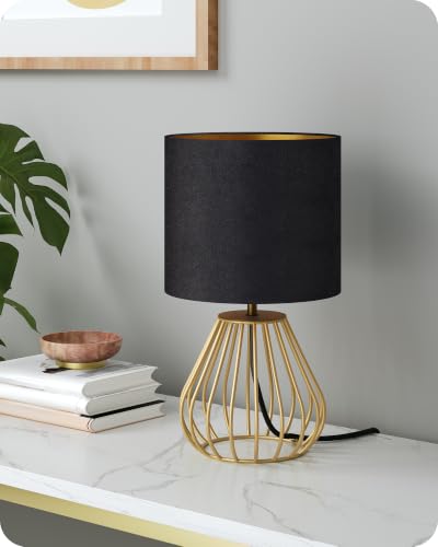 Black and Gold Table Lamp (Black Velvet + Gold)