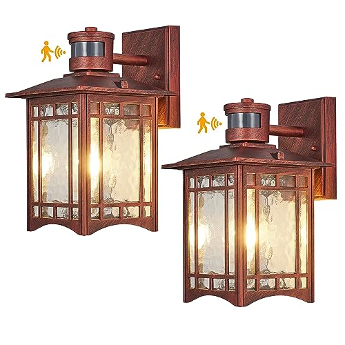 2 Pack Red Rustic Outdoor Wall Porch Lights (Red)