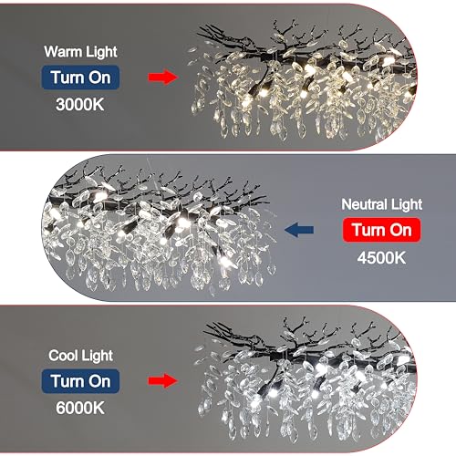 Modern Crystal Tree Branches Chandelier (Black / Rectangular 47.5")