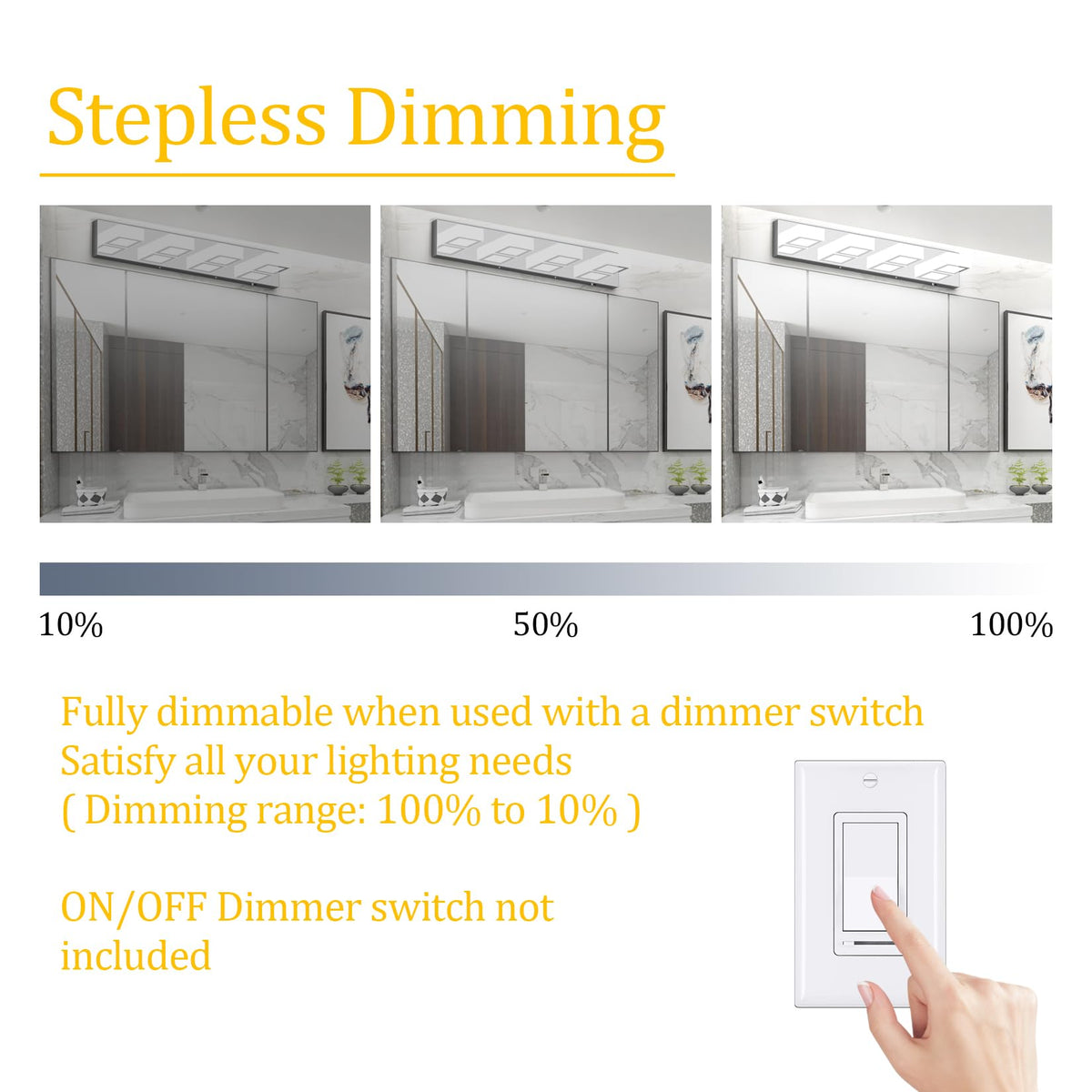 Modern Led Chrome Bathroom Vanity Lights 5 Color Temperature Dimmable Acrylic Modern LED Chrome Bathroom Lighting Fixtures Over Mirror (Chrome-5 CCT / 26 inch)