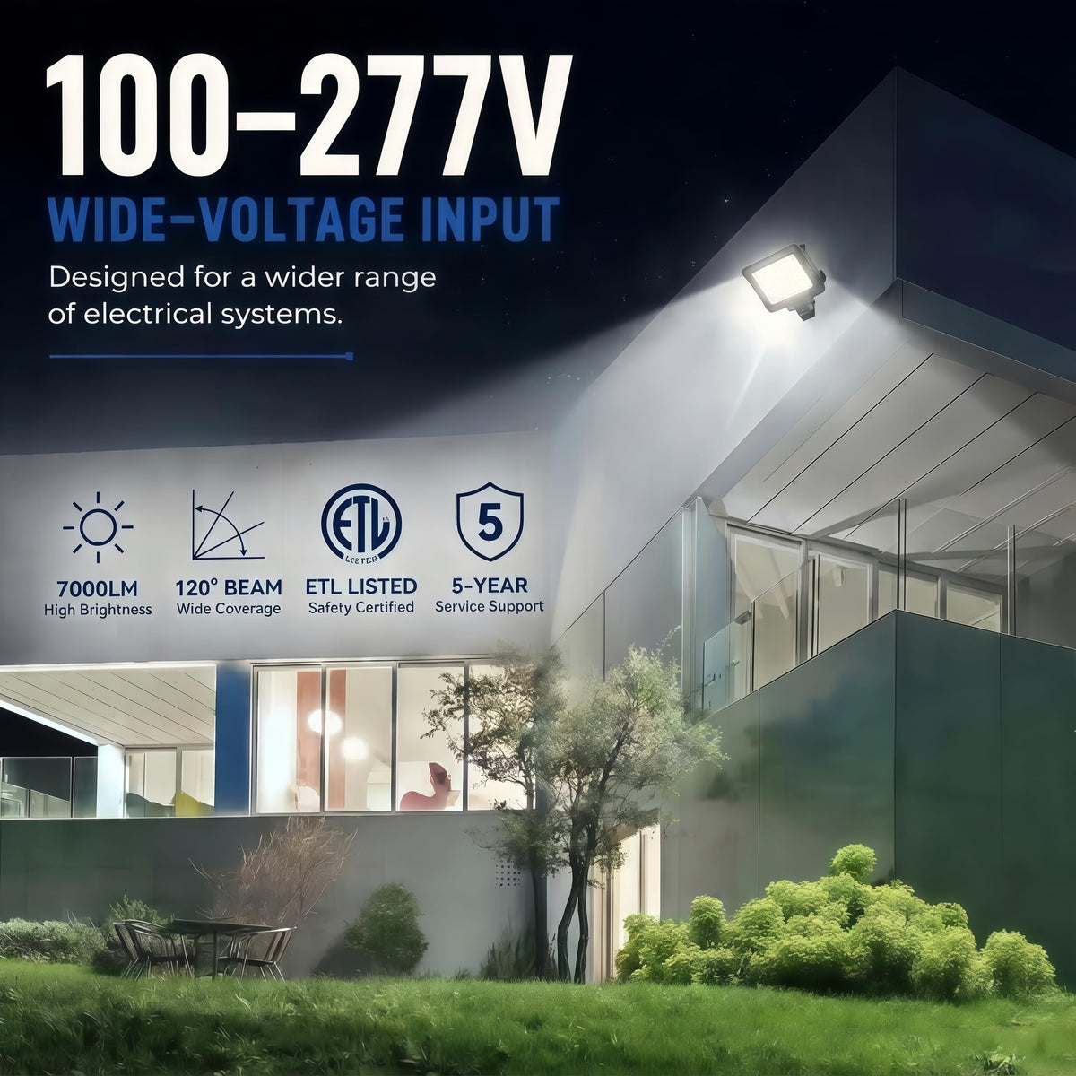 50W 7000LM LED Flood Lights Outdoor (1 Pack-D2D)
