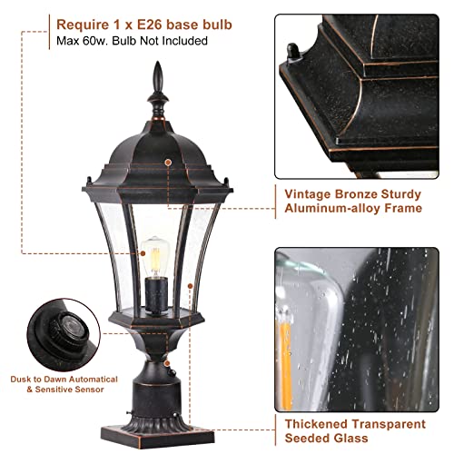 2 Pack 24 Inch Dusk to Dawn Outdoor Post Light LM4610