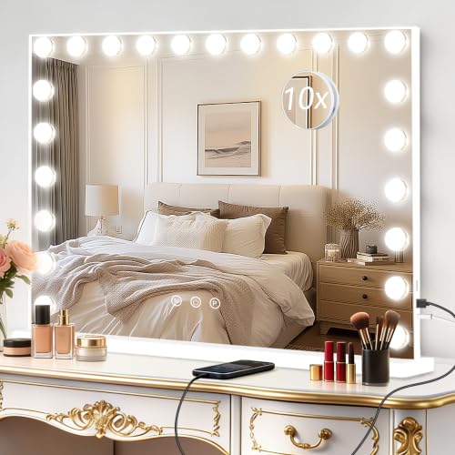 Vanity Mirror with Lights (White / 44"L x 30"W)