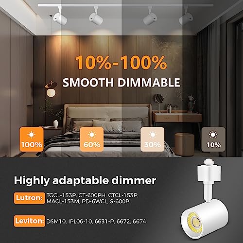 5 Color LED Track Lighting Heads H Type Track Light Heads Dimmable (White / 4 Pack)