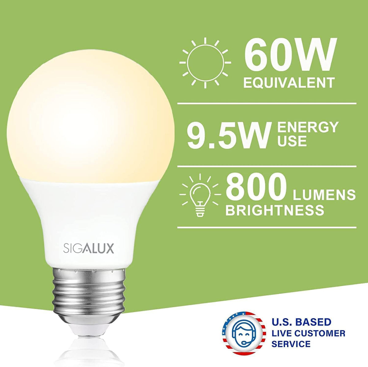 LED Light Bulbs 60 Watt Equivalent A19 Standard Light Bulbs 2700K Warm (Soft White / 4 count)