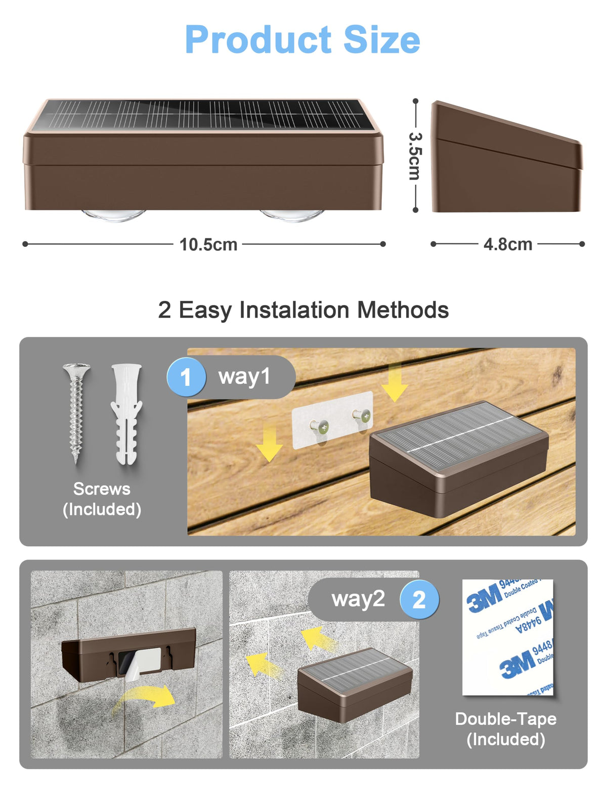 Solar Fence Lights with Remote (Brown / 2 Pack)
