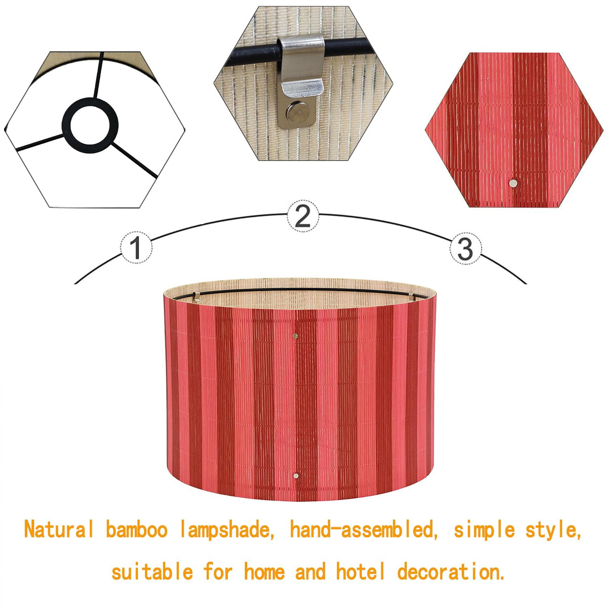 Pendant Lamp Shade Rustic Minimalist Red Stripe Decorative 13.8x9Inch (Red Stripe)