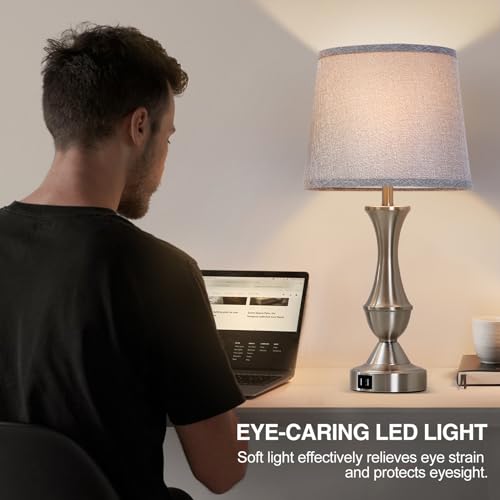 Touch Table Lamps Set of 2 (Silver,Grey / 22in)