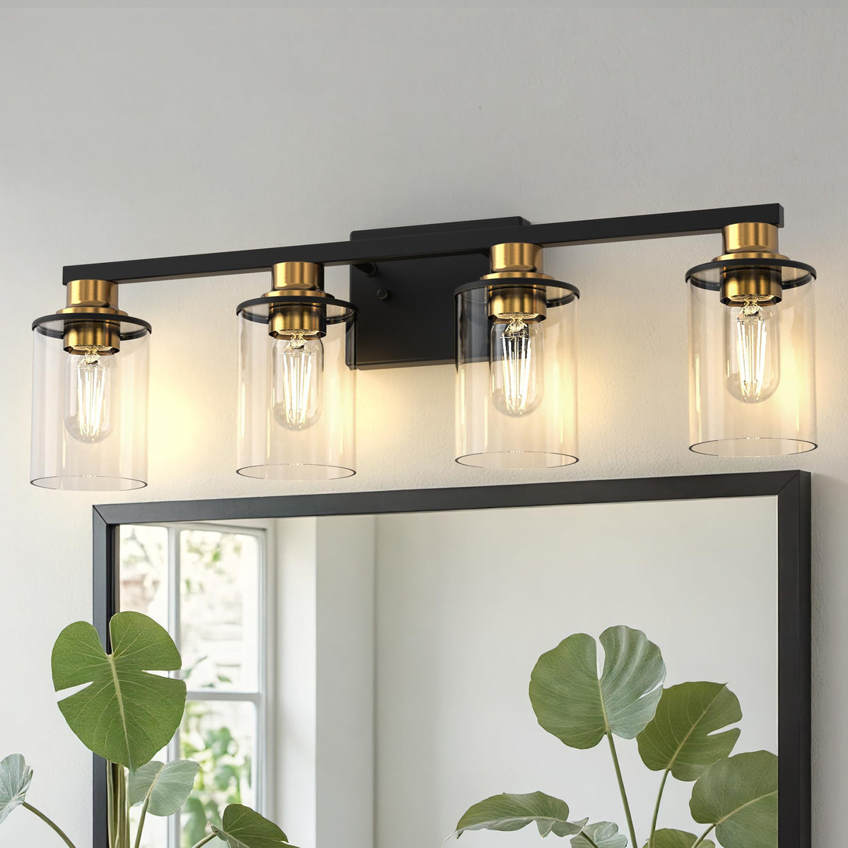 Bathroom Vanity Light Fixture Over Mirror 4 (Black and Gold / 4-Light)