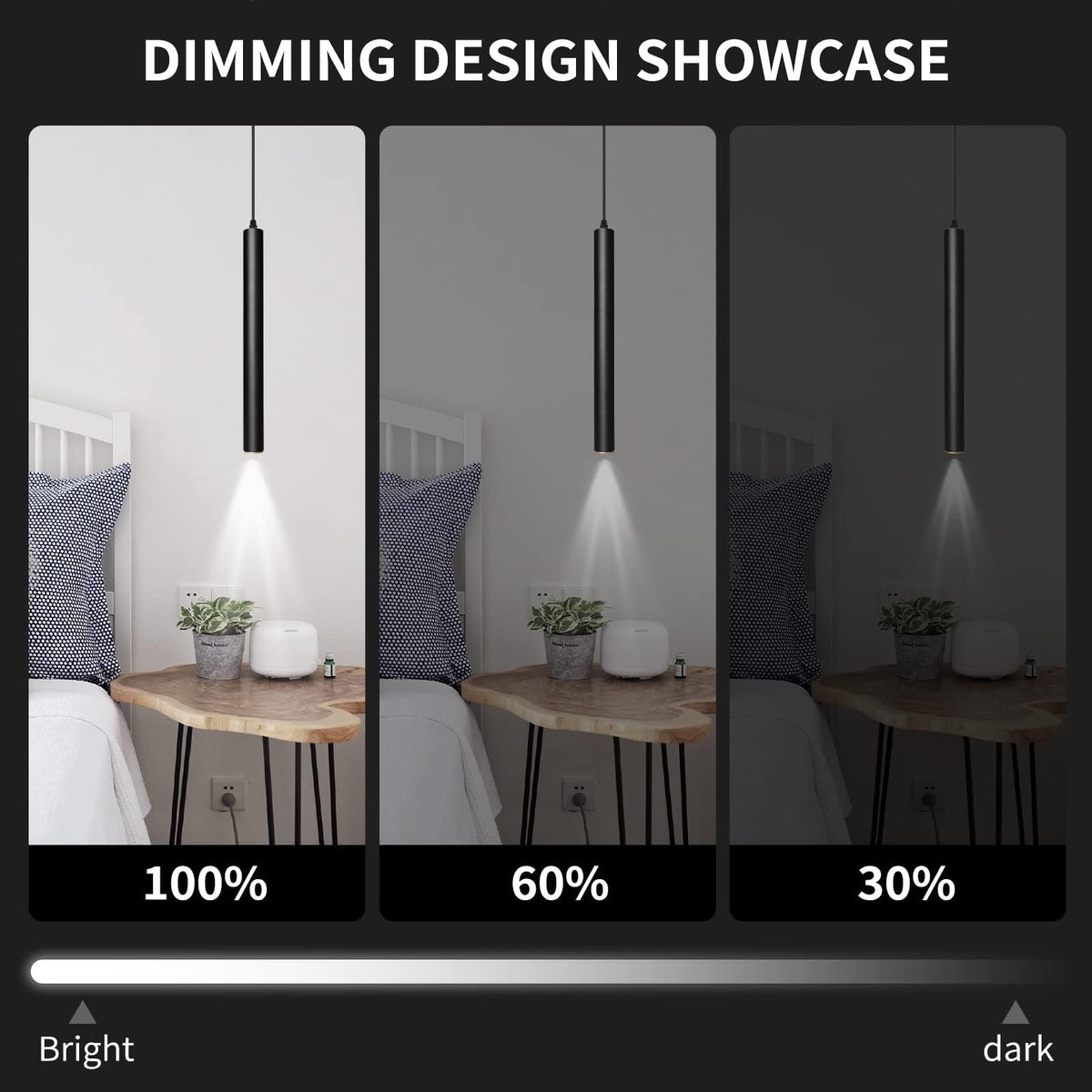 Modern Pendant Lights 4000K LED Dimmable Pendant Light Fixtures Pendant Lighting for Kitchen Island (Black-Dimmable-1p / 15.7inch-1p-1 light)