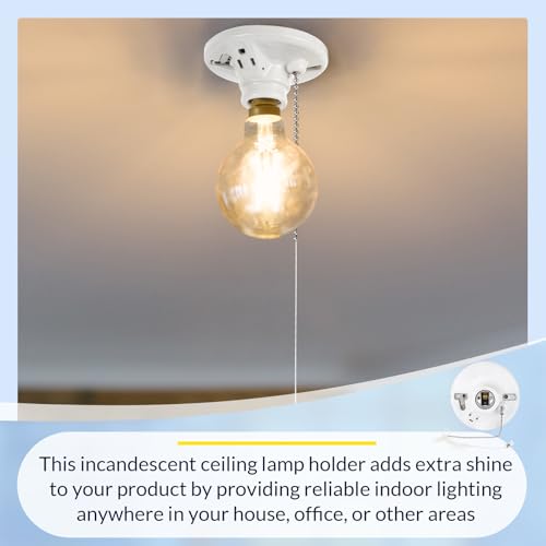 8 Pack Porcelain Light Socket with Outlet and Pull Chain (Porcelain)