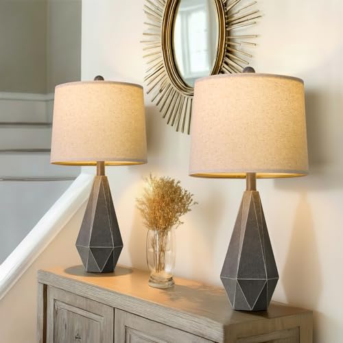 23'' Table Lamps Set of 2 for Living Room Bedroom (Medium - Dark Grey)