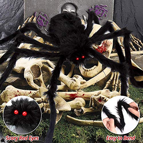 200" Halloween Decorations Spider Web Outdoor +59" Giant Spider Décor (Black)