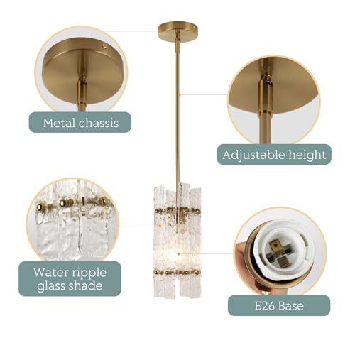 Modern Crystal Pendant Light for Kitchen Island (Brushed Gold / 3-Pack(Square))