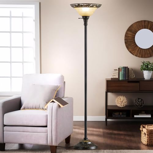 Torchiere Floor Lamps for Living Room (Black,Yellow2)
