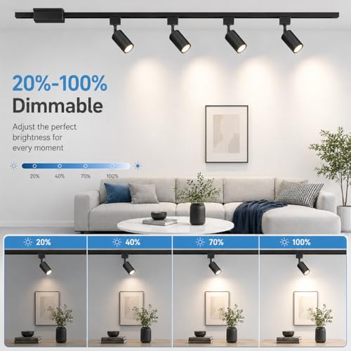 4FT LED Track Lighting Kit with 3 (Black)