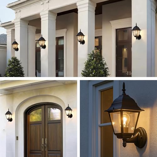 Outdoor Wall Sconce 2 Pack Black Outside Front Porch Light (Black / Standard Version)