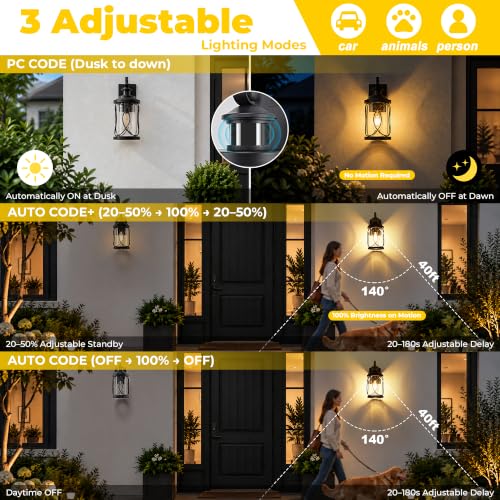 16" Farmhouse Motion Sensor Wall Light (Black / 16''(2-Pack))