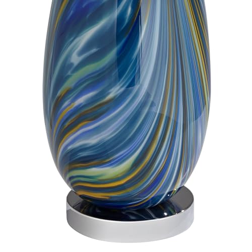 Pablo 27" Tall Table Lamp Dimmer Blue Art Glass and USB Charging Port (Blue Art Glass - USB Dimmer Included)