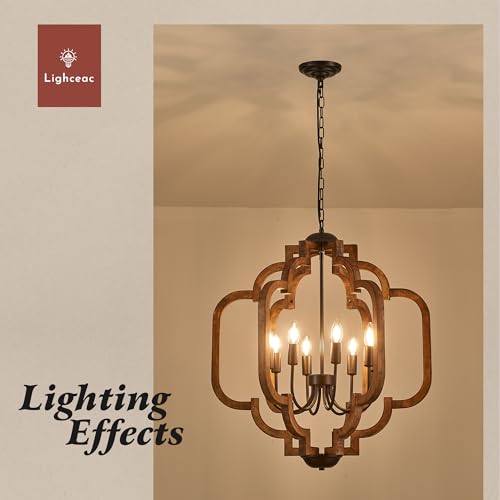 24.6" Farmhouse Vintage Chandelier 8 (Textured-Brown / D24" x H31" 8-Light)