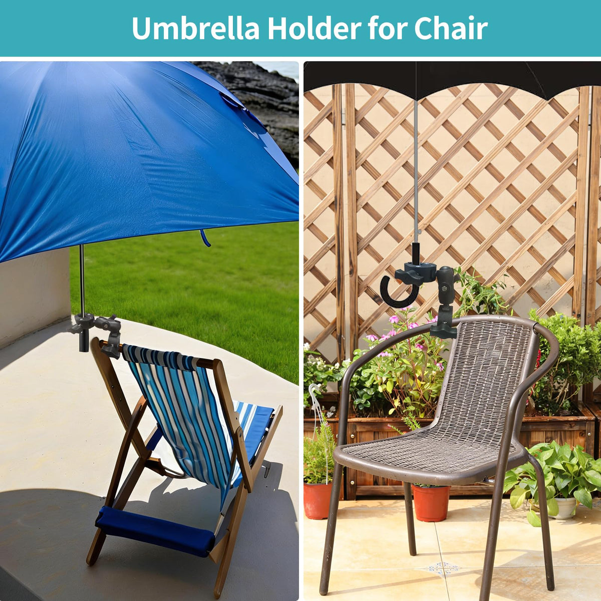 Double Clamp Mount Umbrella Chair Clamp with 360° Magic Arm (Umbrella Chair Clamp)