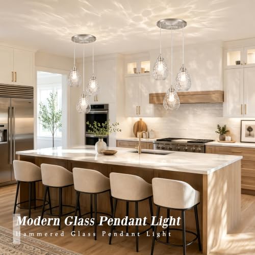 Nickel Glass Pendant Lights Kitchen Island 3 (Nickel, 3-Light / 6.3 Inch, 3-Light)