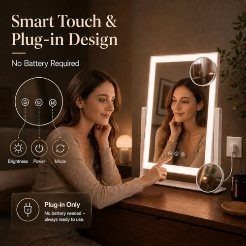 17.3 x 13 in Lighted Makeup Mirror (17.3"L x 13"W)