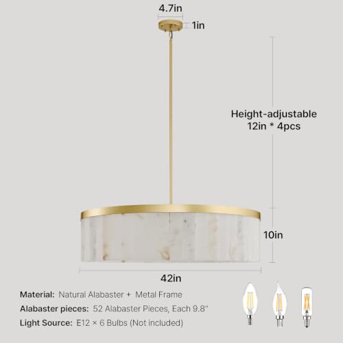 42" Round Alabaster Chandelier (42'' Gold)
