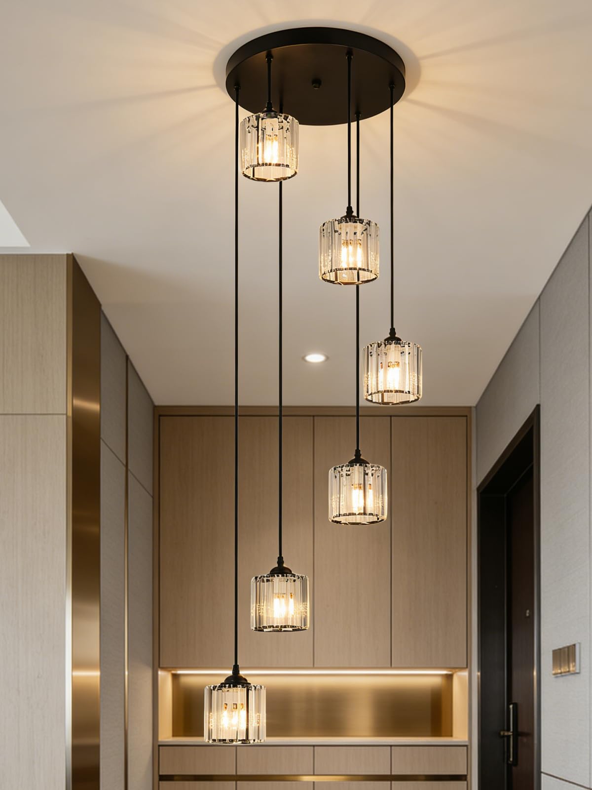 Modern High Ceiling Chandelier 6 Lights Black Chandelier for Entryway 180cm (6 lights)