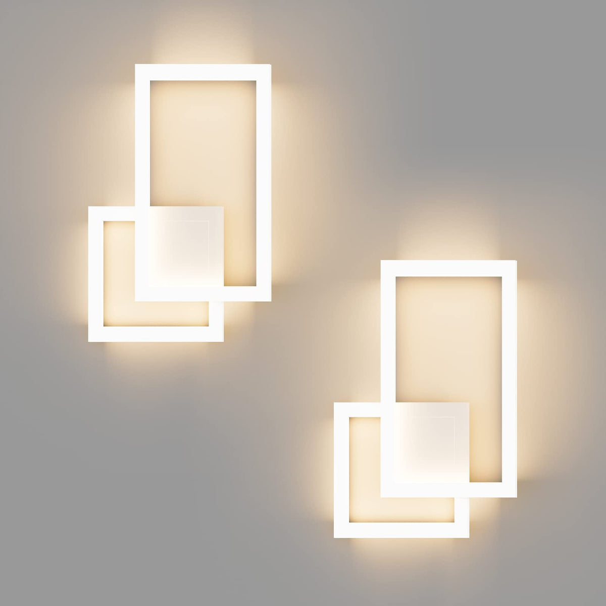 Modern LED Wall Sconce Lighting Fixture 2 (White(Warm Light) / 2 Pack)