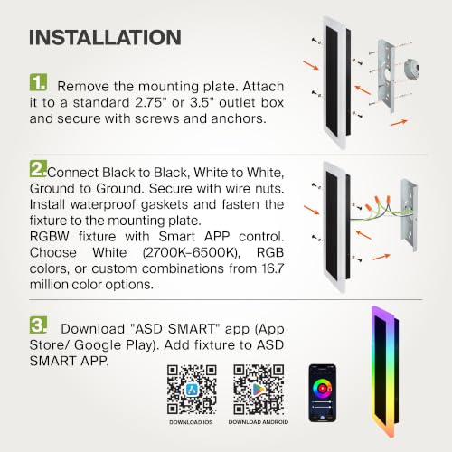 LED 72" Long Wall Mount Light Fixture (Black)