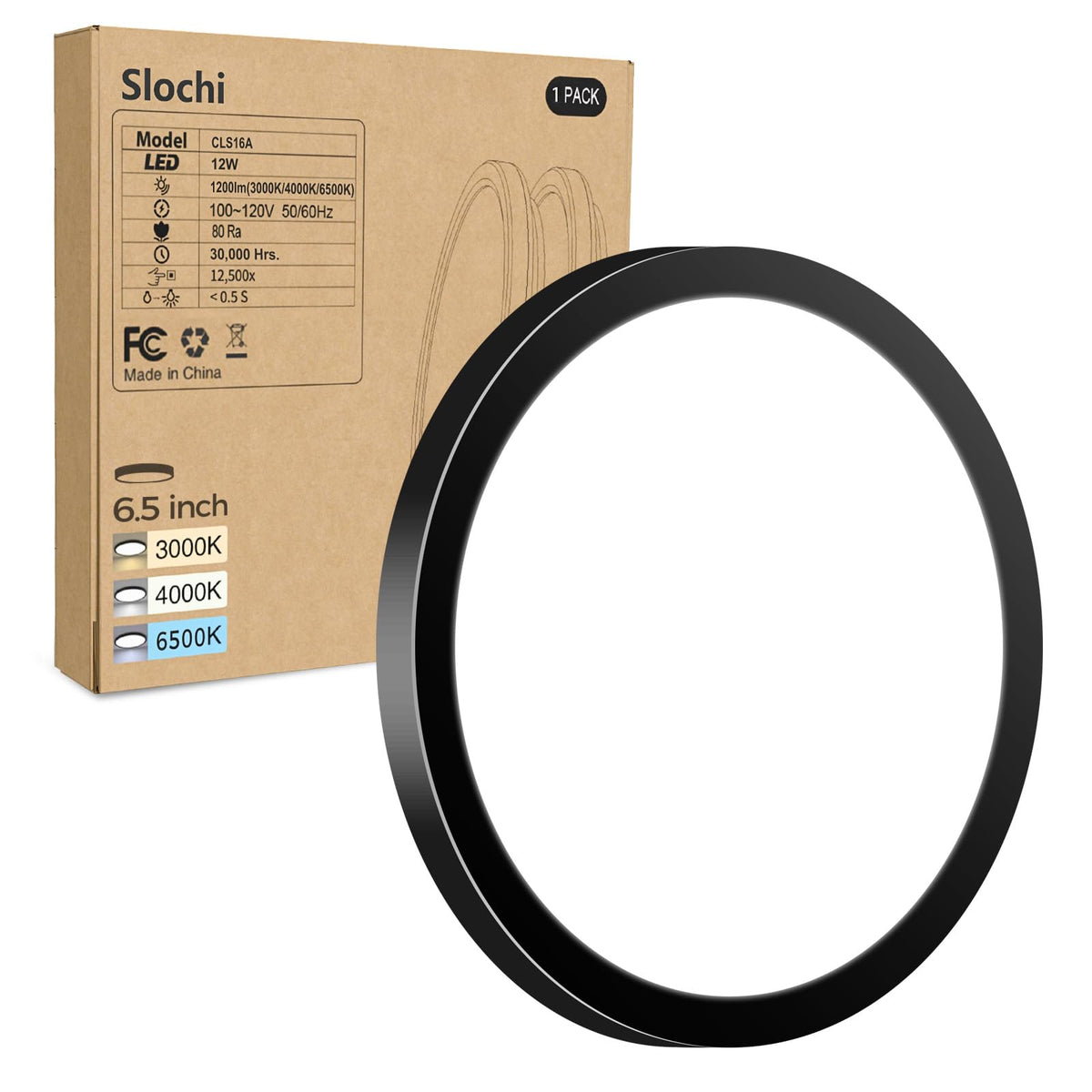 6.5inch Flush Mount Ceiling Light (Black / 6.5Inch-1Pack)