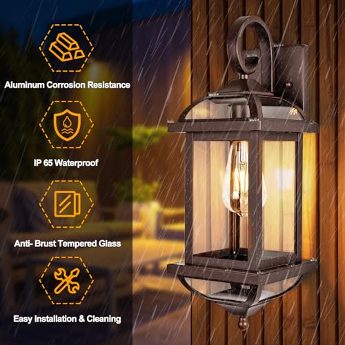 18” Outdoor Light Fixtures Oil Rubbed Bronze Enclosed Bottom (Oil-Rubbed Bronze / Without Sensor)