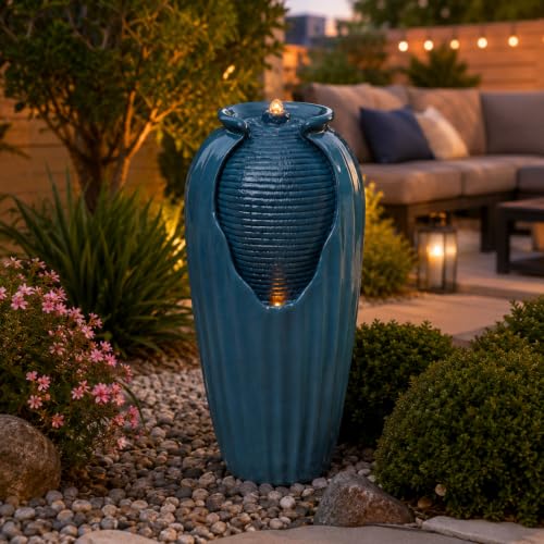 32'' Glazed Red Outdoor Water Fountain