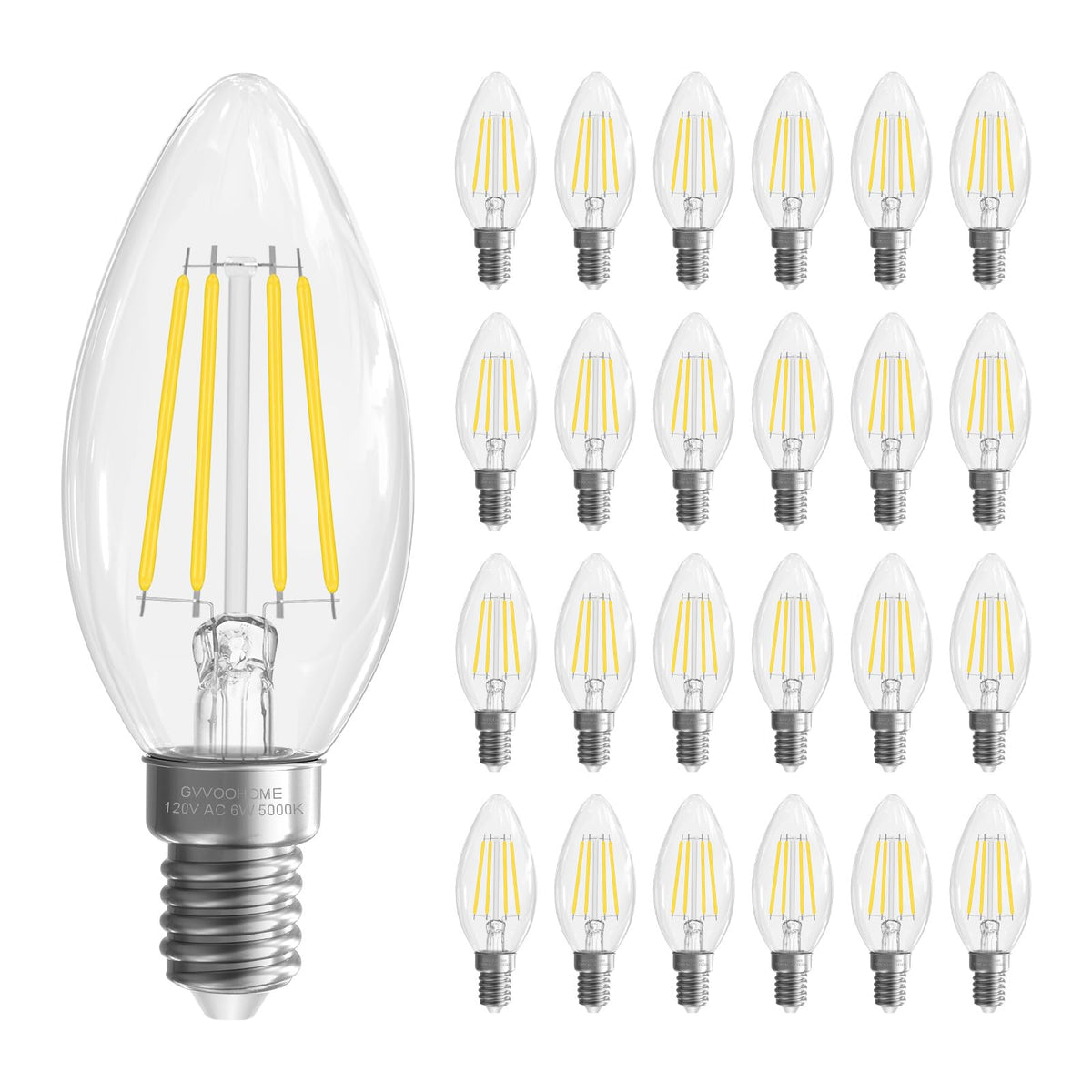 Candelabra Light Bulbs 60 watt Equivalent (24 Pack / 60w Daylight)