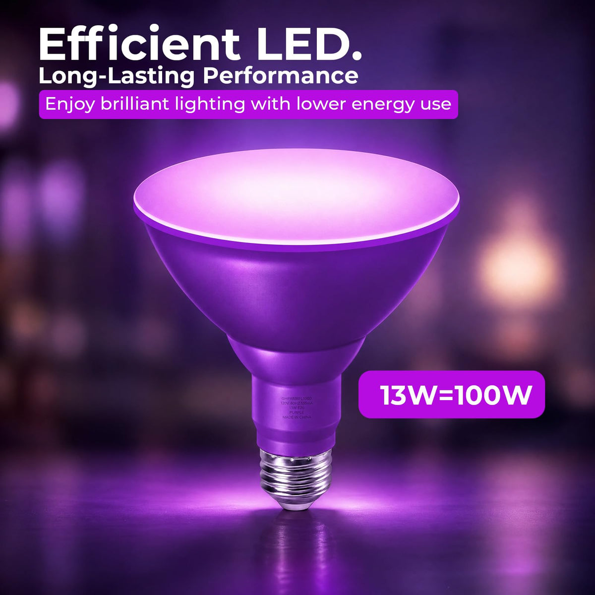PAR38 Dimmable Purple Light Bulb (Purple / 2 Pack)