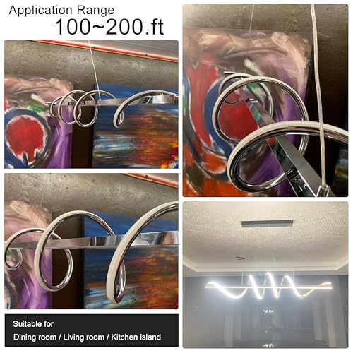 47.24inch Dimmable LED Pendant Chandelier 3000K (Electroplated Chrome / 47.24in)