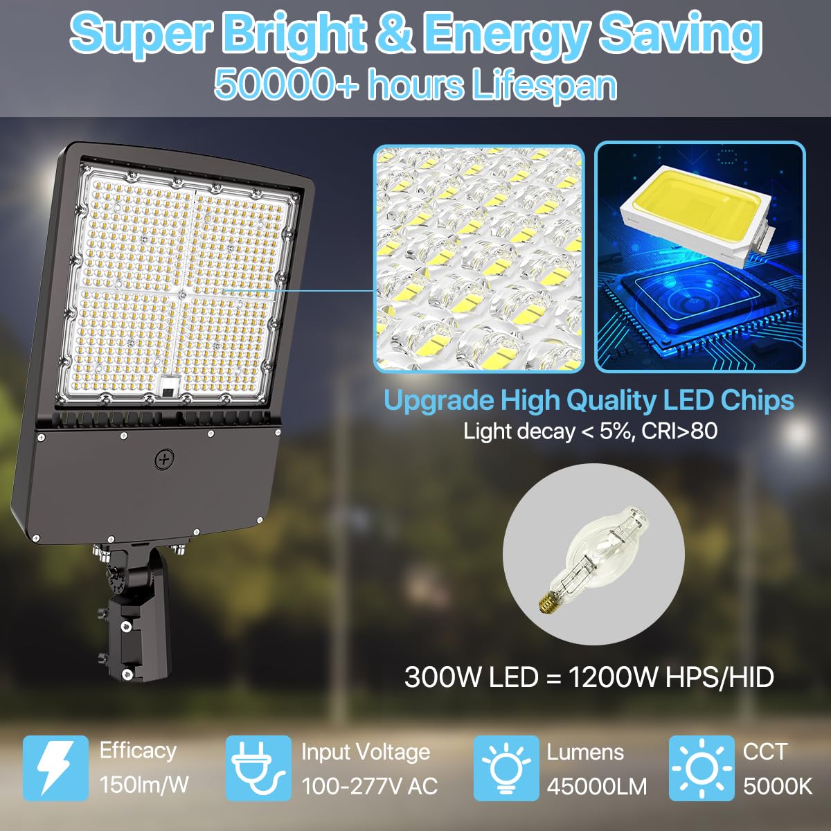 300W Parking Lot Light