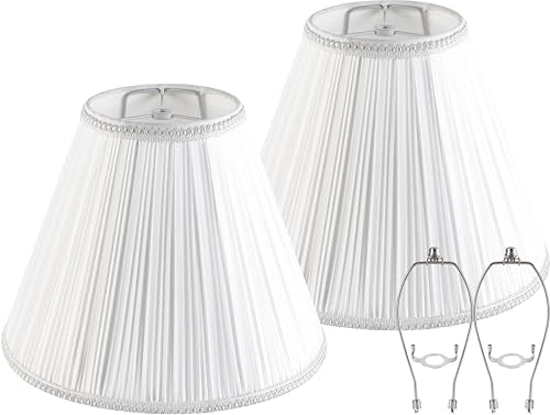 White Pleated Lamp Shades Set of 2 6"×13"×9.8" Bell Shade (6*13*9.8in / White-2 Pack)