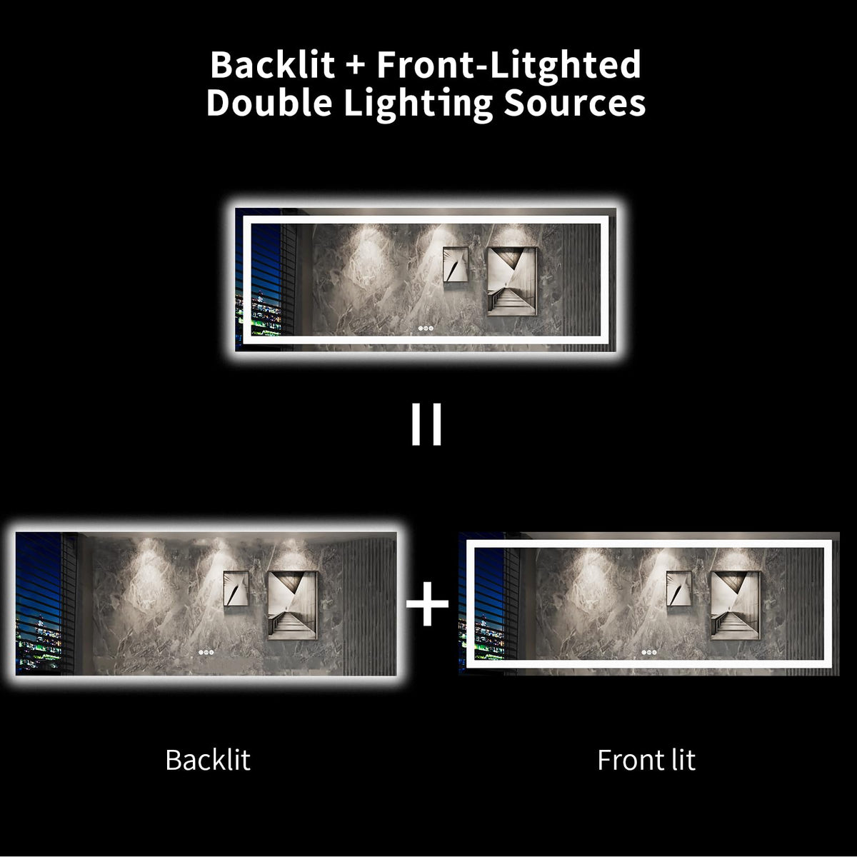 96"X36" LED Bathroom Mirror with Lights (Led / 36"L x 96"W)