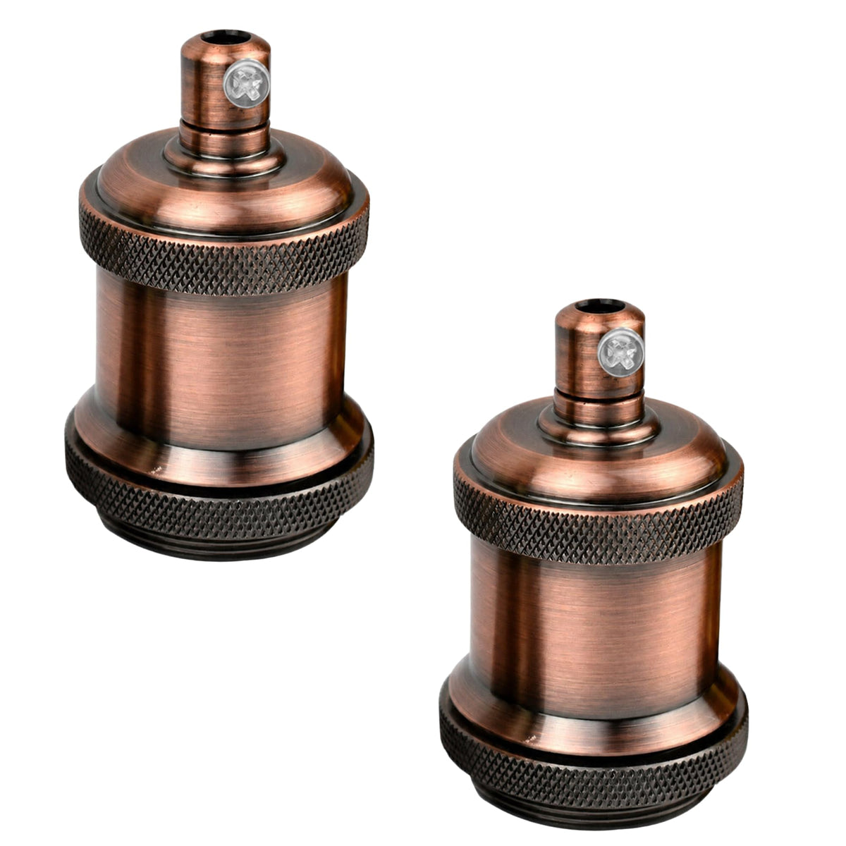 E26 Lamp Holder Socket Copper Metal Vintage Edison Bulb Holder IP20 Hardwired Medium Base Fitting for Pendant Wall Table Lamps DIY Indoor Lighting (Copper 2 Pack)