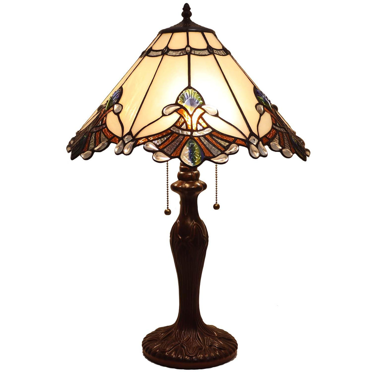 L10025 Baroque Tiffany Style Stained Glass 3 (White / 17Wx26H)